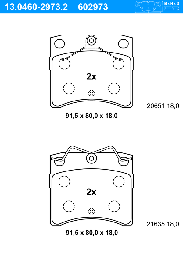 Jeu de 4 plaquettes de frein | ATE