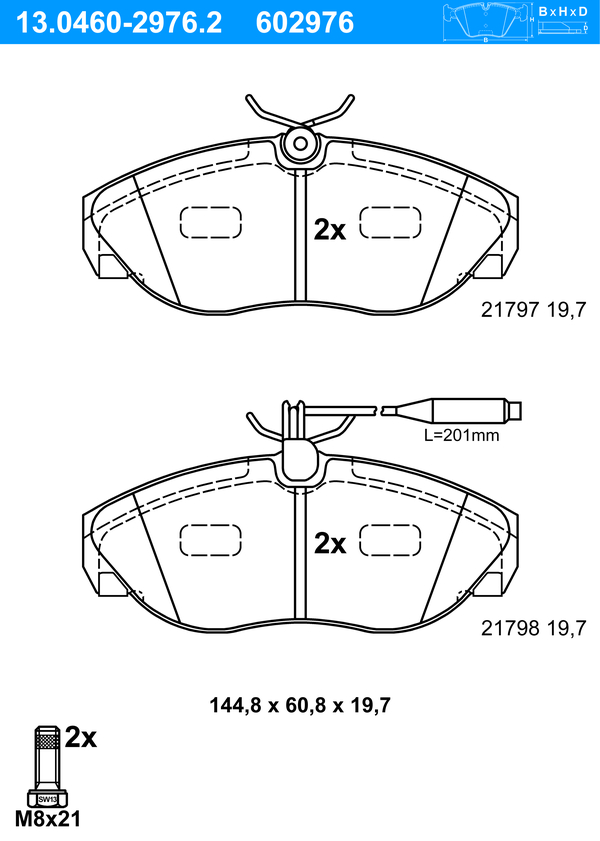 Jeu de 4 plaquettes de frein | ATE