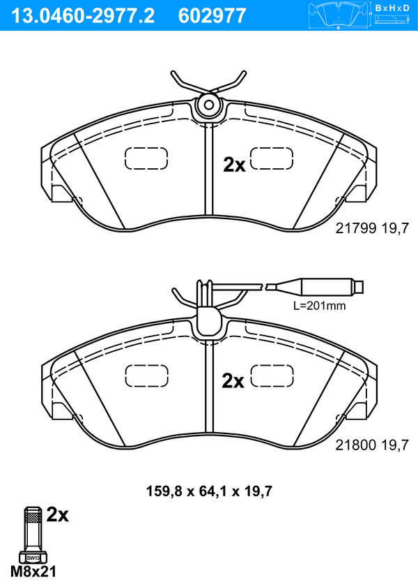 Jeu de 4 plaquettes de frein | ATE
