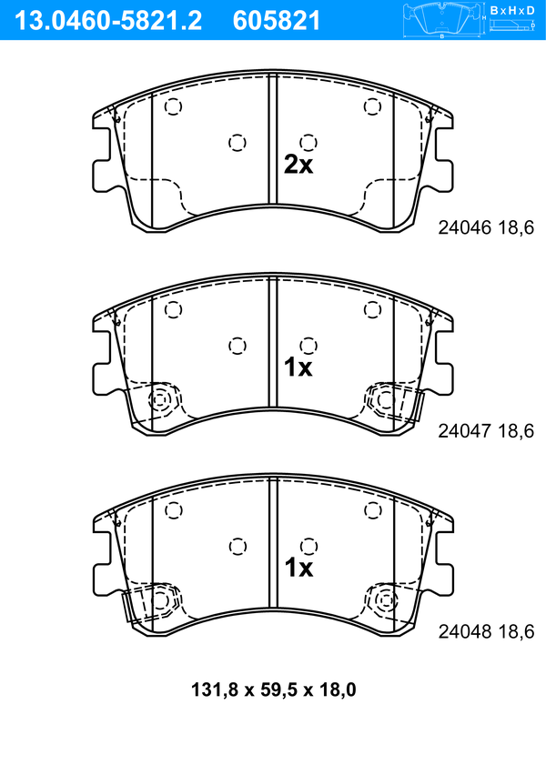 Jeu de 4 plaquettes de frein | ATE