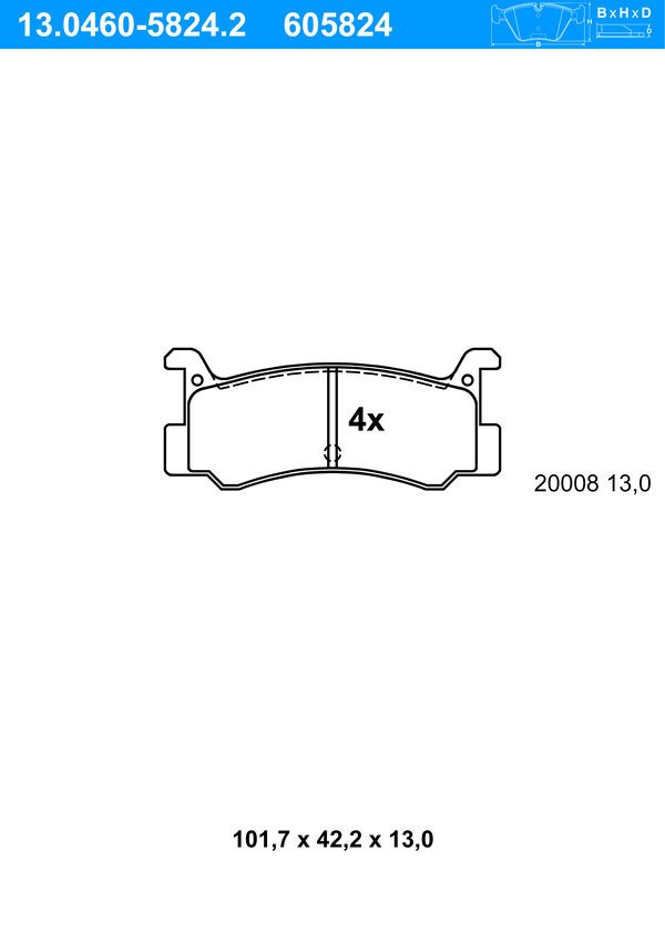 Jeu de 4 plaquettes de frein | ATE