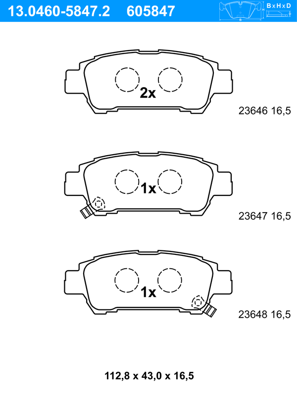 Jeu de 4 plaquettes de frein | ATE