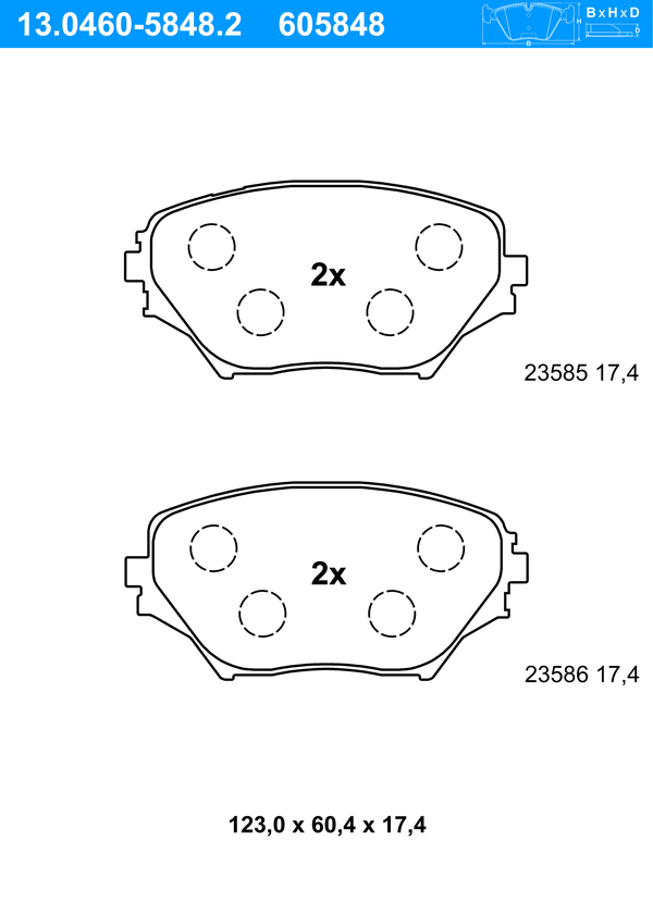 Jeu de 4 plaquettes de frein | ATE