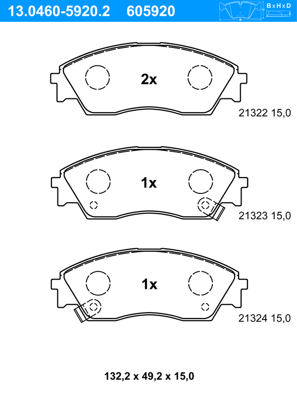 Jeu de 4 plaquettes de frein | ATE