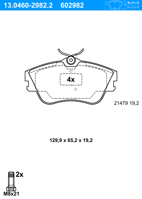 Jeu de 4 plaquettes de frein | ATE