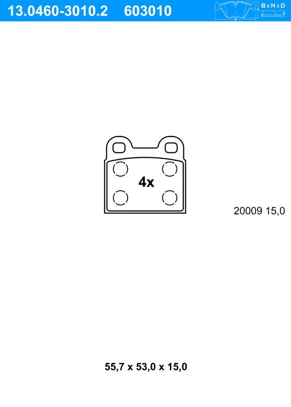 Jeu de 4 plaquettes de frein | ATE