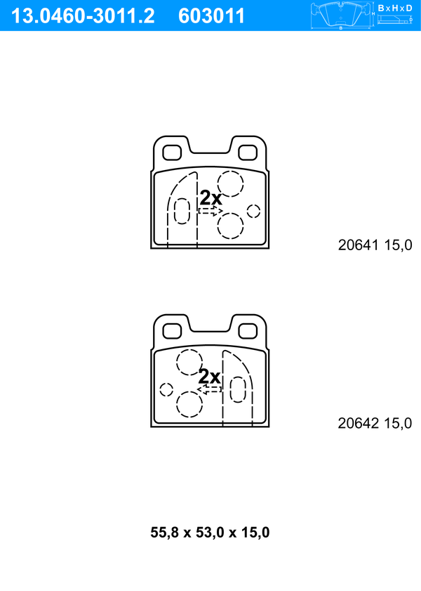Jeu de 4 plaquettes de frein | ATE