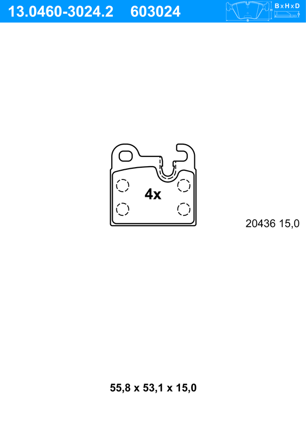 Jeu de 4 plaquettes de frein | ATE