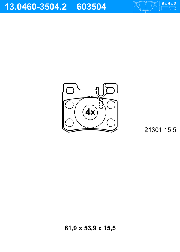 Jeu de 4 plaquettes de frein | ATE