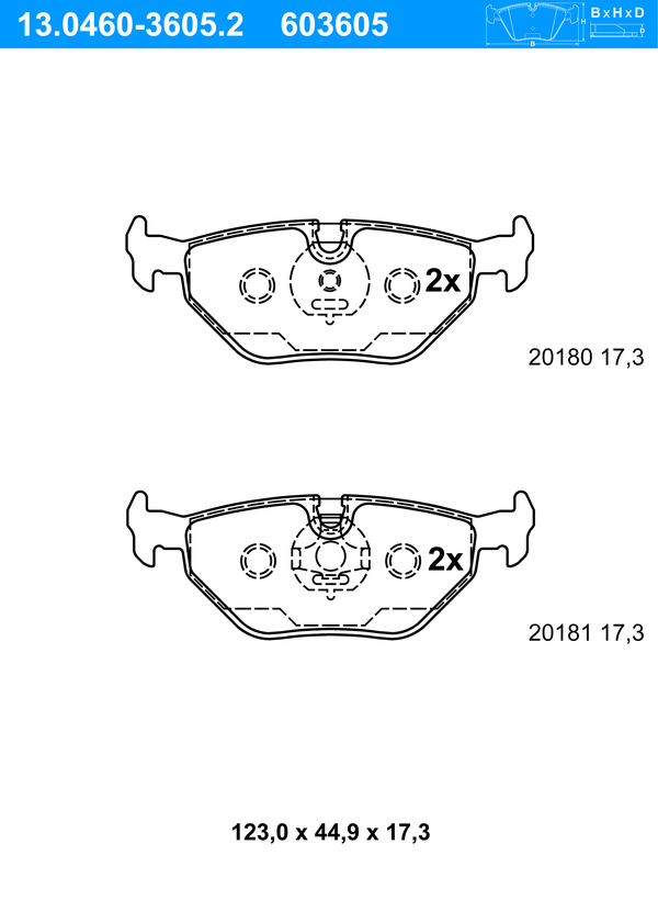 Jeu de 4 plaquettes de frein | ATE