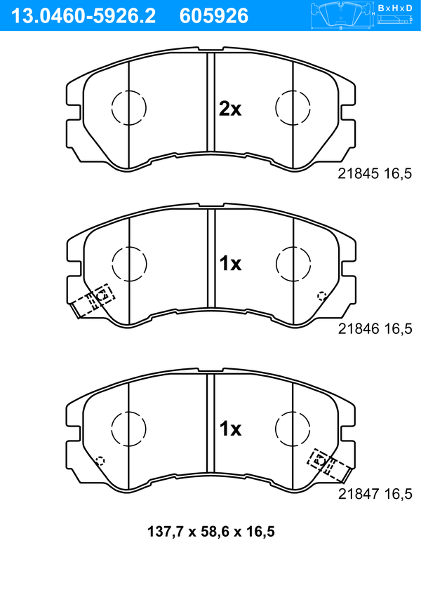 Jeu de 4 plaquettes de frein | ATE