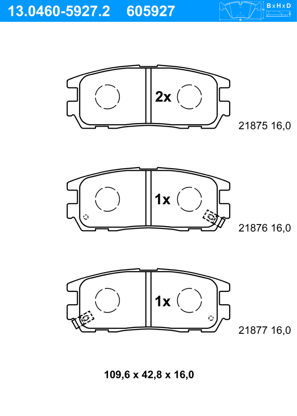 Jeu de 4 plaquettes de frein | ATE