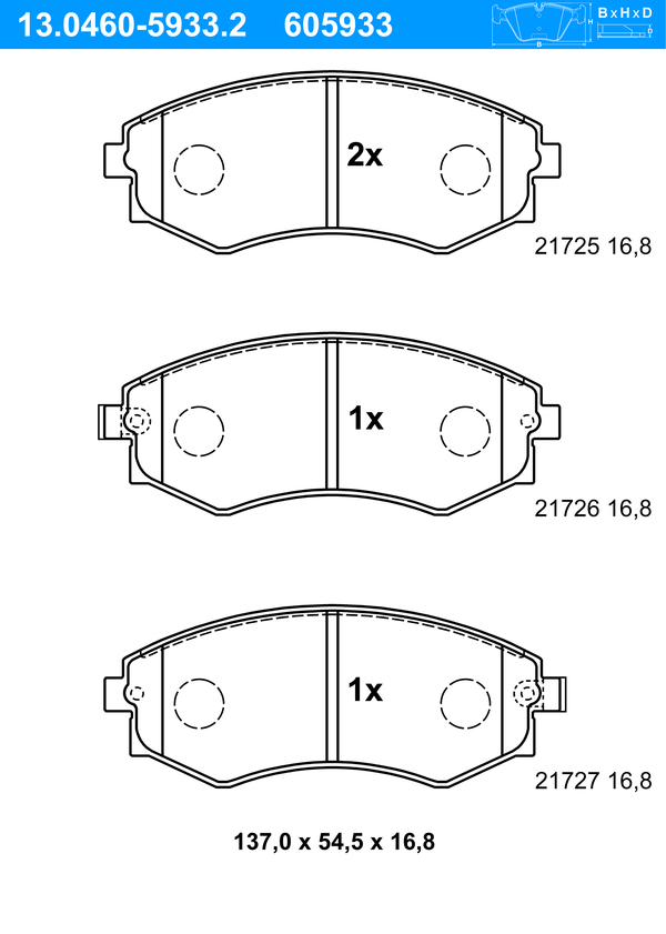 Jeu de 4 plaquettes de frein | ATE