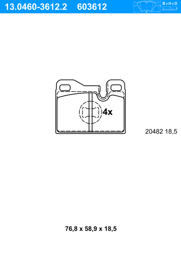 Jeu de 4 plaquettes de frein | ATE