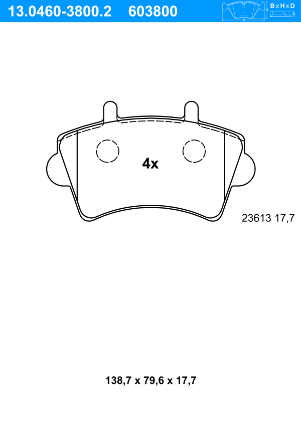 Jeu de 4 plaquettes de frein | ATE