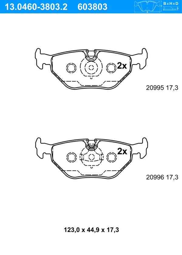 Jeu de 4 plaquettes de frein | ATE