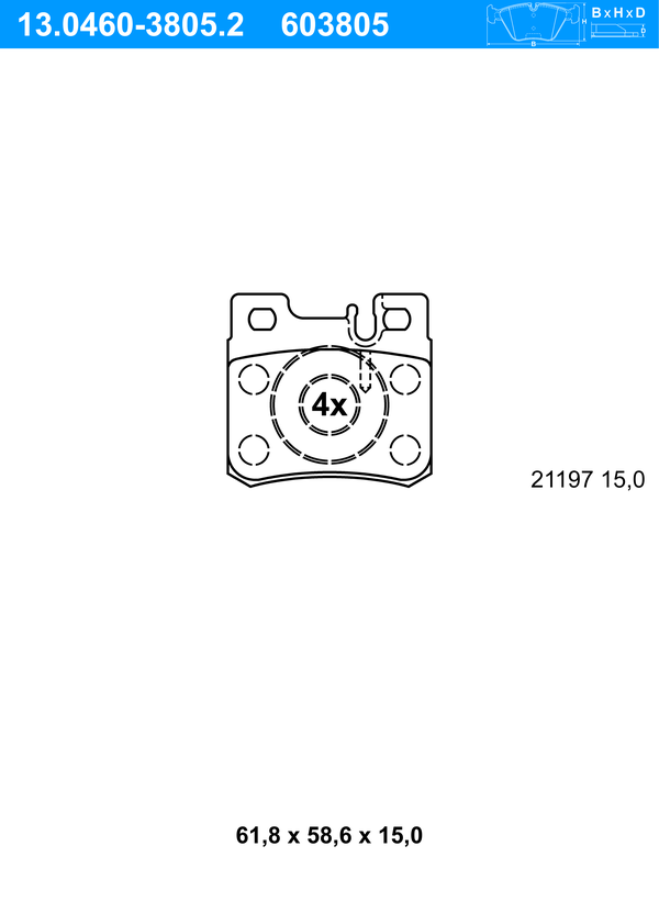 Jeu de 4 plaquettes de frein | ATE