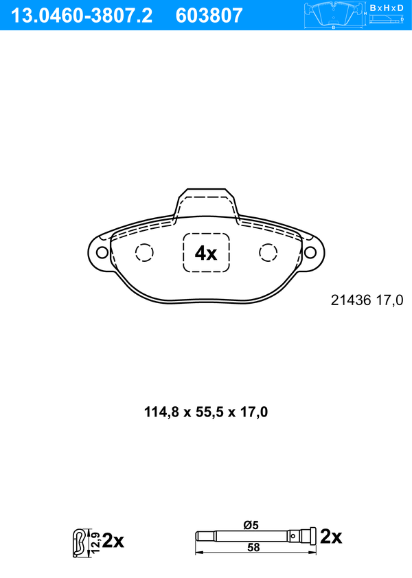 Jeu de 4 plaquettes de frein | ATE