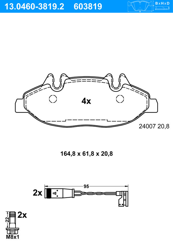 Jeu de 4 plaquettes de frein | ATE
