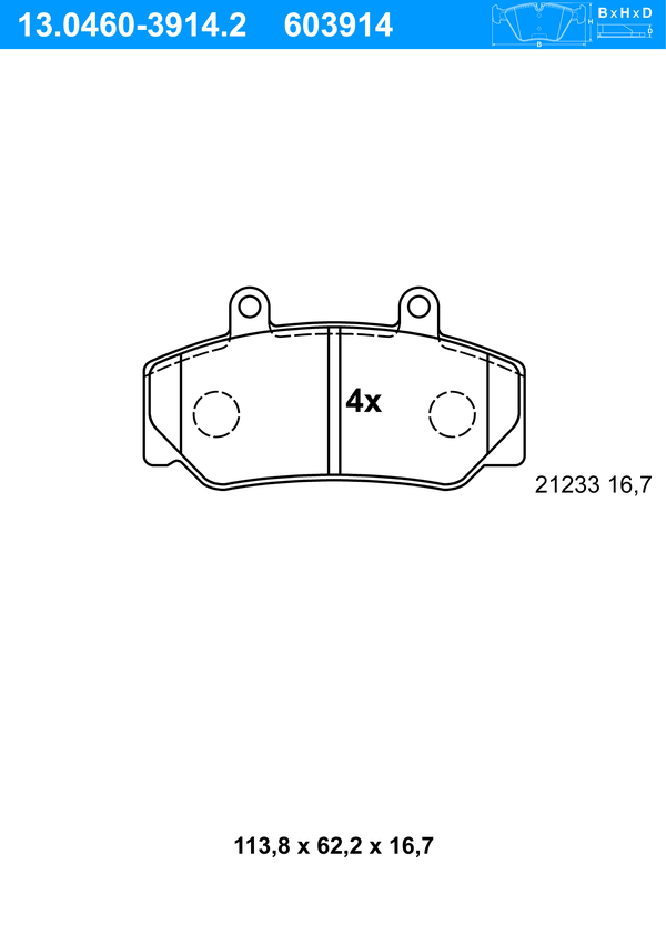 Jeu de 4 plaquettes de frein | ATE