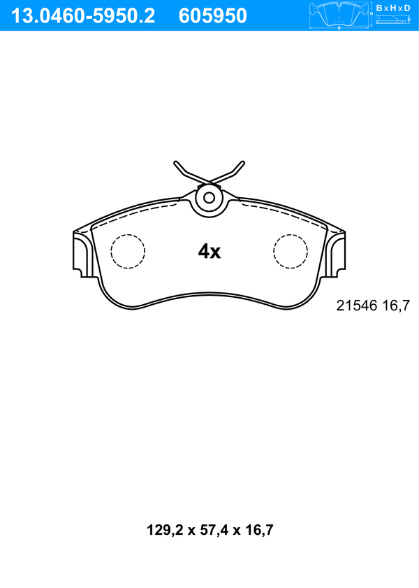 Jeu de 4 plaquettes de frein | ATE