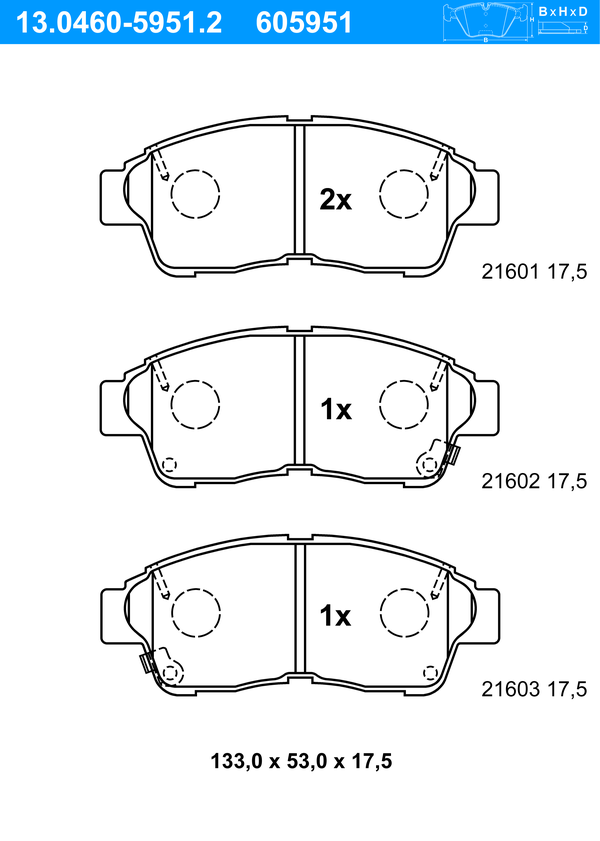 Jeu de 4 plaquettes de frein | ATE