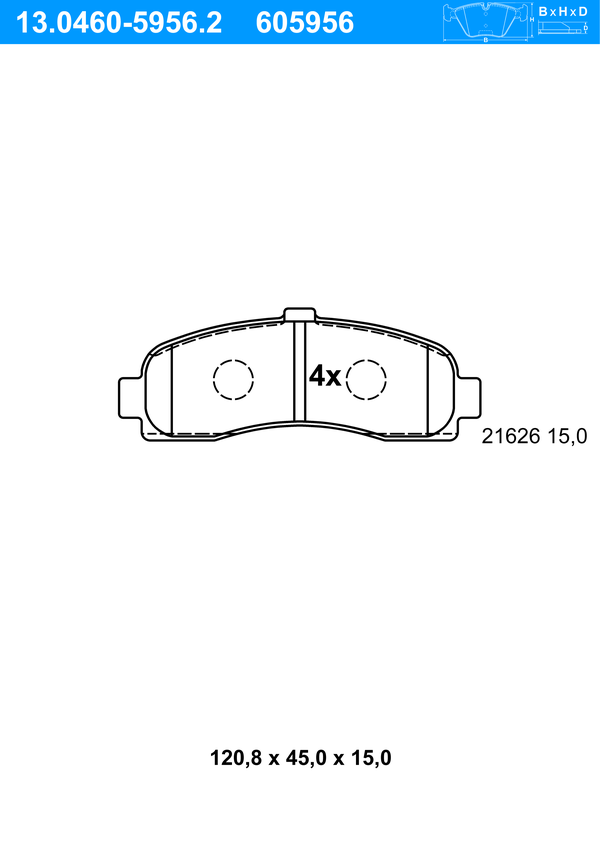 Jeu de 4 plaquettes de frein | ATE