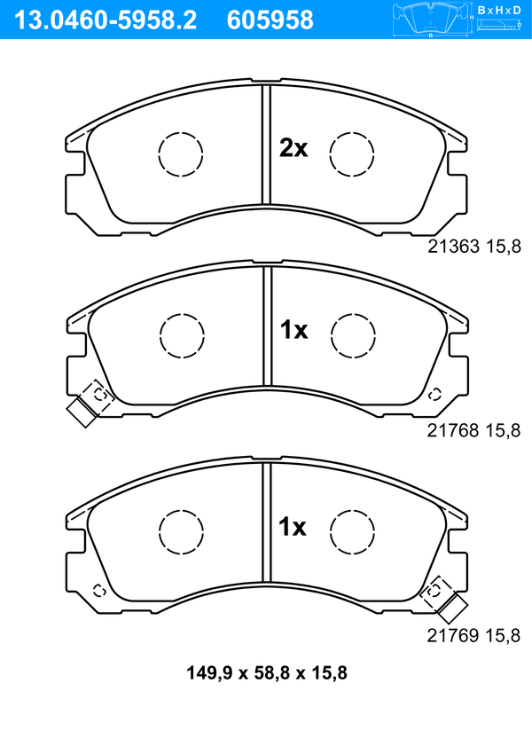 Jeu de 4 plaquettes de frein | ATE