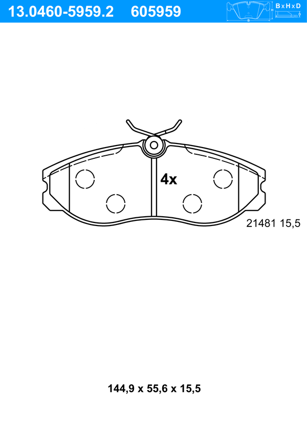 Jeu de 4 plaquettes de frein | ATE