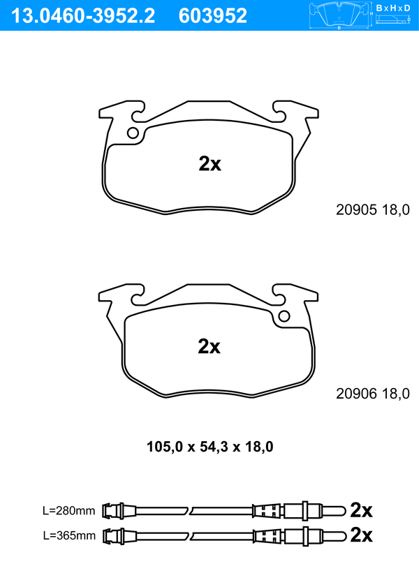 Jeu de 4 plaquettes de frein | ATE