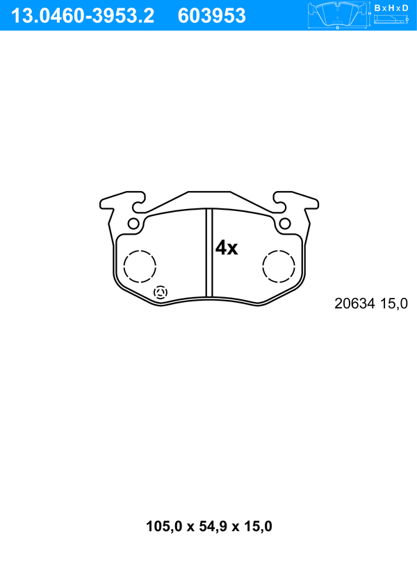 Jeu de 4 plaquettes de frein | ATE