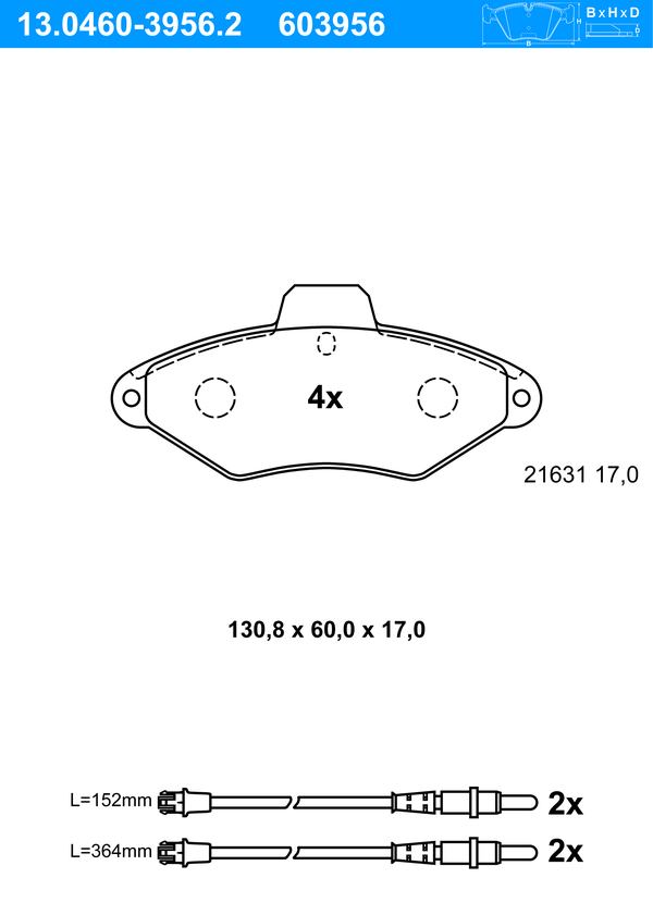 Jeu de 4 plaquettes de frein | ATE