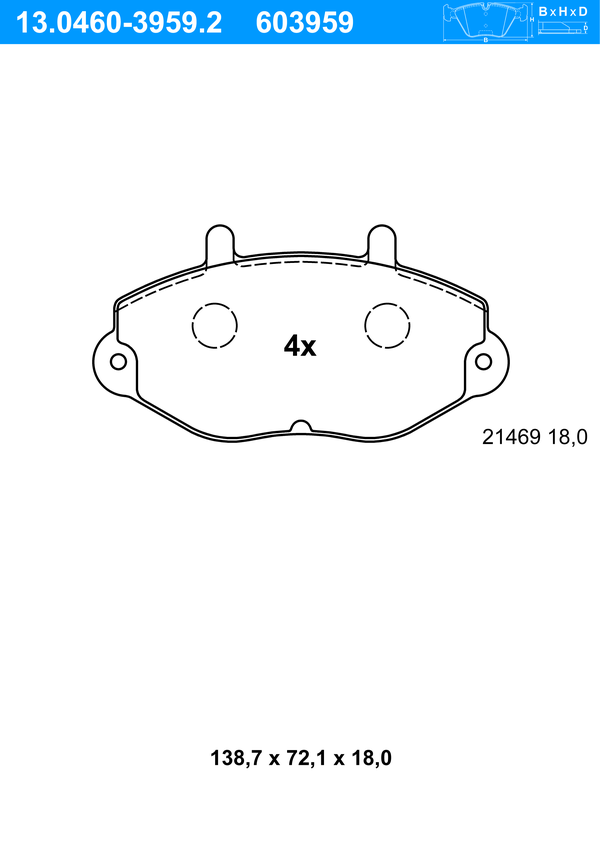 Jeu de 4 plaquettes de frein | ATE