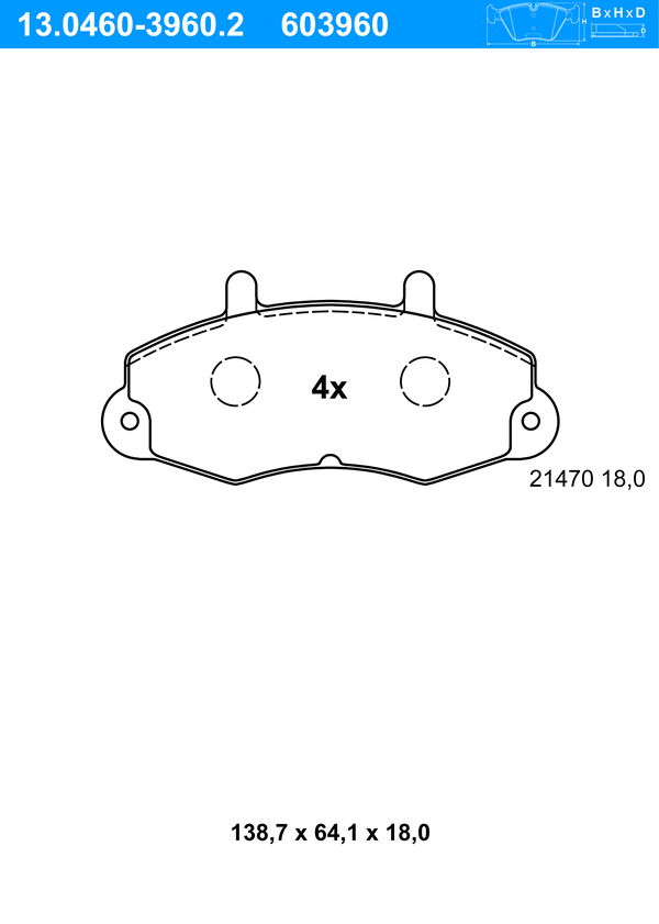 Jeu de 4 plaquettes de frein | ATE
