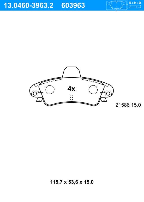 Jeu de 4 plaquettes de frein | ATE