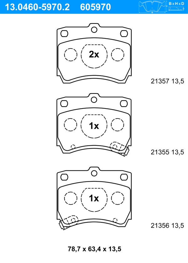 Jeu de 4 plaquettes de frein | ATE