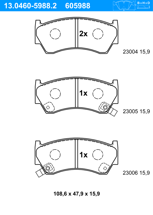 Jeu de 4 plaquettes de frein | ATE