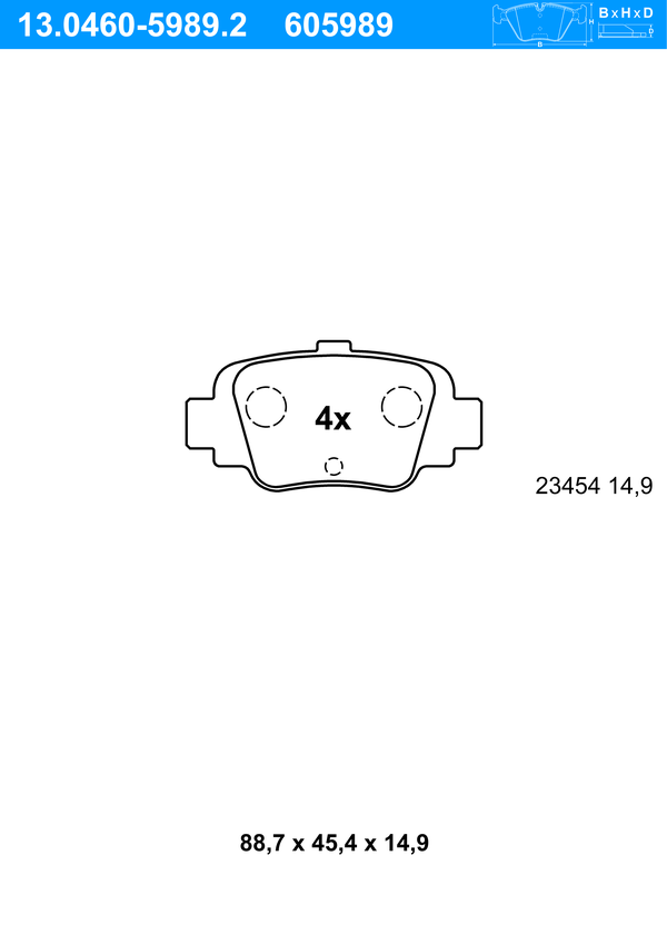 Jeu de 4 plaquettes de frein | ATE