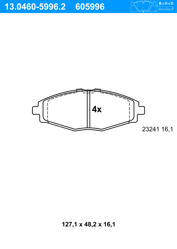 Jeu de 4 plaquettes de frein | ATE