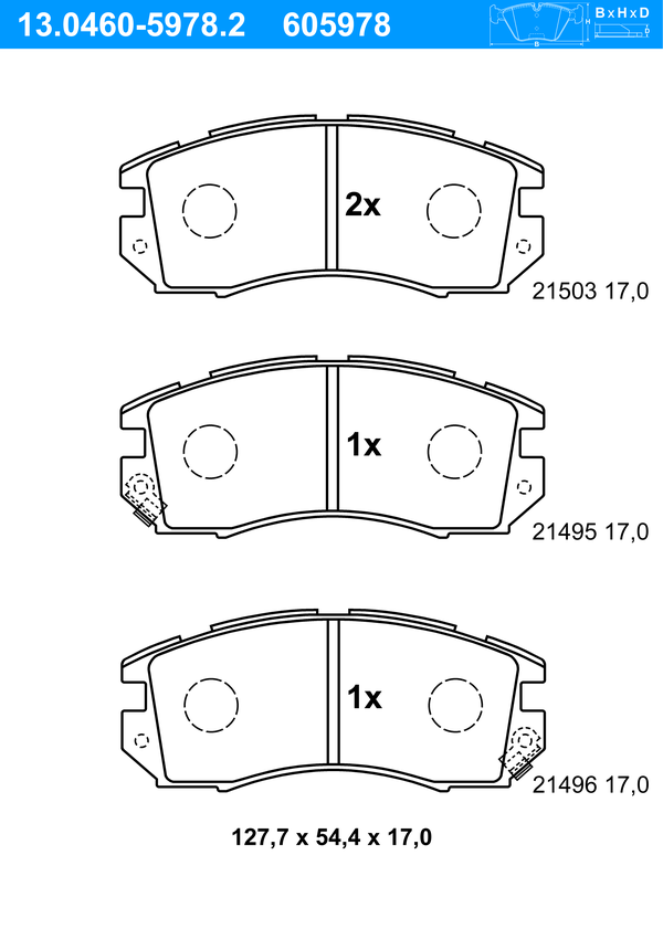 Jeu de 4 plaquettes de frein | ATE