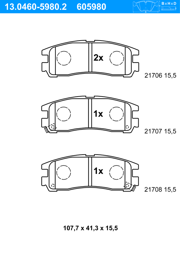 Jeu de 4 plaquettes de frein | ATE