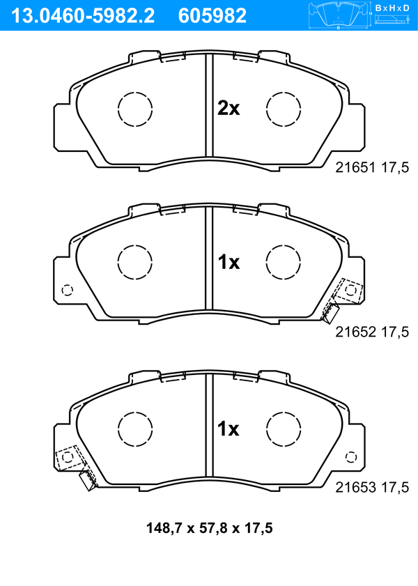 Jeu de 4 plaquettes de frein | ATE