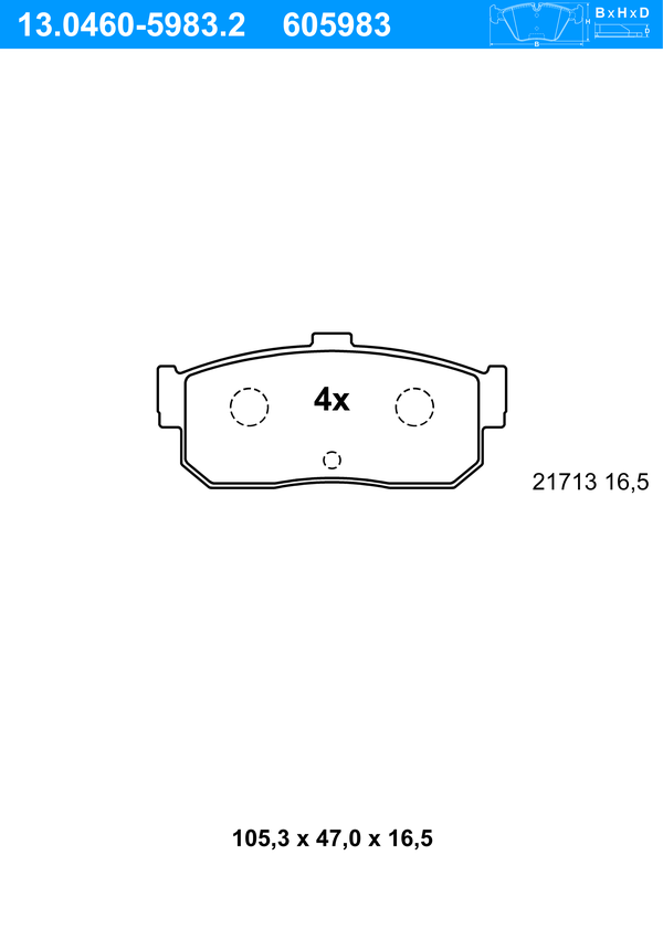 Jeu de 4 plaquettes de frein | ATE