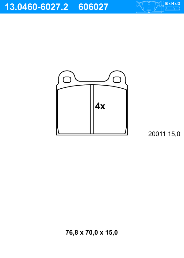 Jeu de 4 plaquettes de frein | ATE