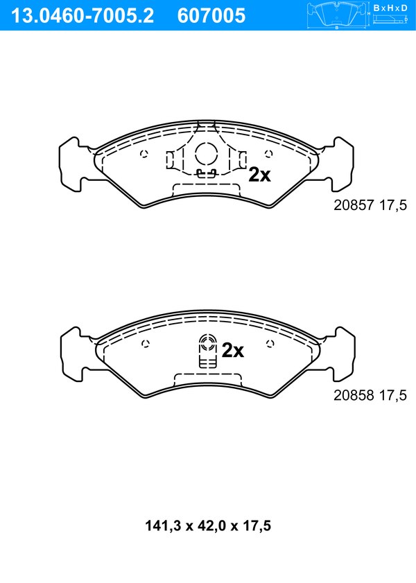 Jeu de 4 plaquettes de frein | ATE