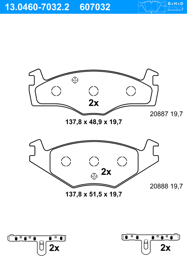 Jeu de 4 plaquettes de frein | ATE