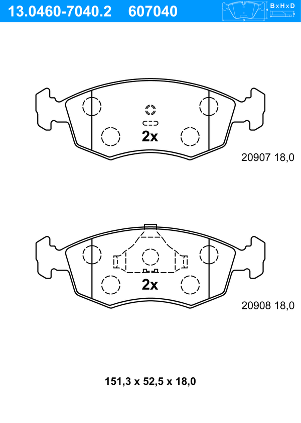 Jeu de 4 plaquettes de frein | ATE
