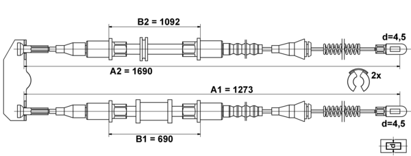 Tirette à câble, frein de stationnement | ATE