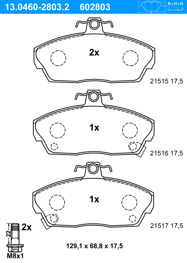Jeu de 4 plaquettes de frein | ATE