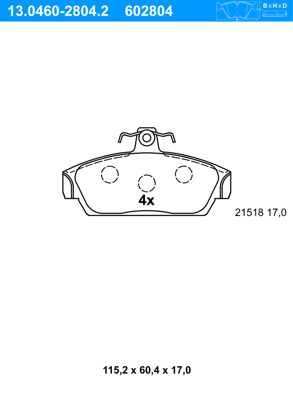 Jeu de 4 plaquettes de frein | ATE